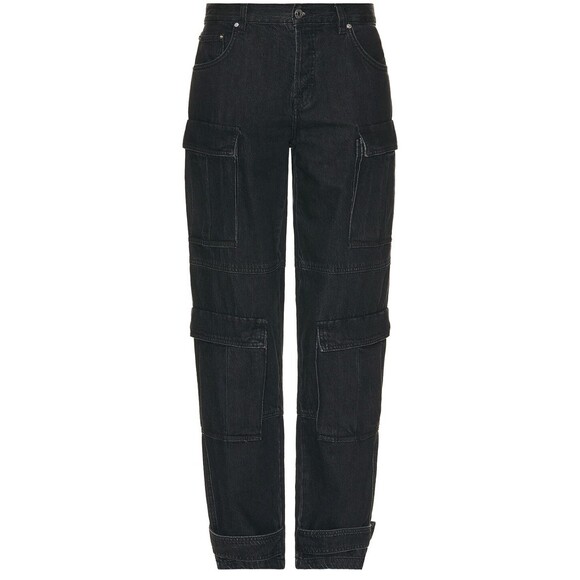 GRLFRND The Lex Cargo Jeans Size 24 black South point cotton low rise denim - Picture 5 of 14